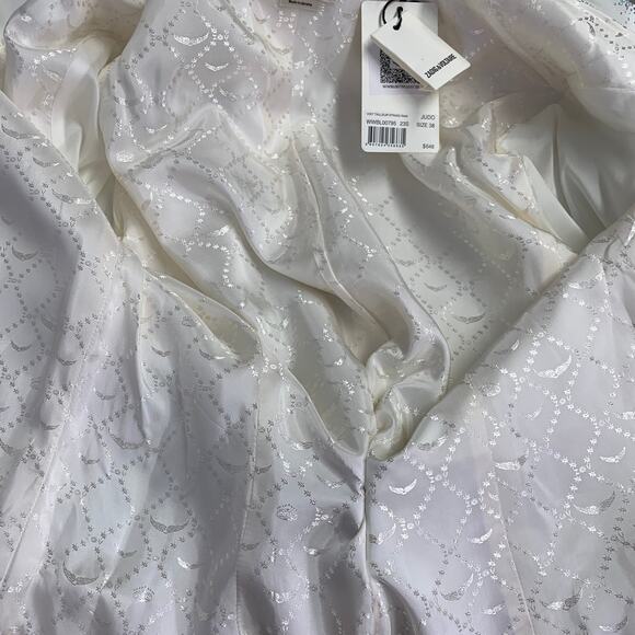 M Off White Polyester Blend Rhinestone Studded Peak Lapel Pantsuit - Picture 7 of 13